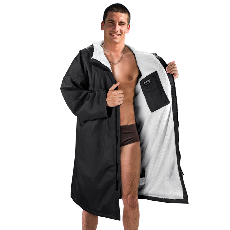 Parka de bain Catalonia, blouson imperméable, robe poncho chaude, manteau d'hiver, TG, Noir