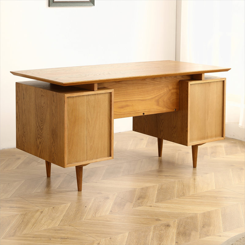 Bureau d'écriture simple et élégant, bureau fonctionnel avec espace d'écriture, Chêne / chêne