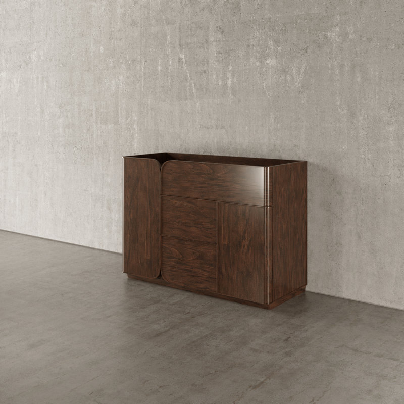 Continental Contemporary Sideboard with Smoked Glass, Brunette