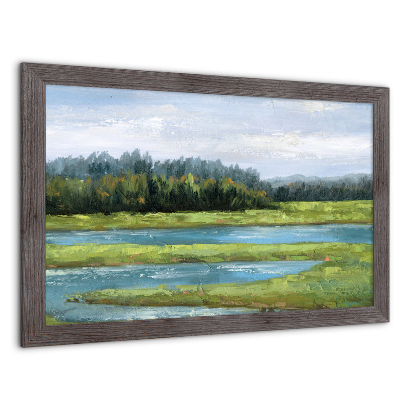 Les zones humides - Peinture, H 24 po x l 36 po x P 0,75 po, Cadre photo gris en acrylique