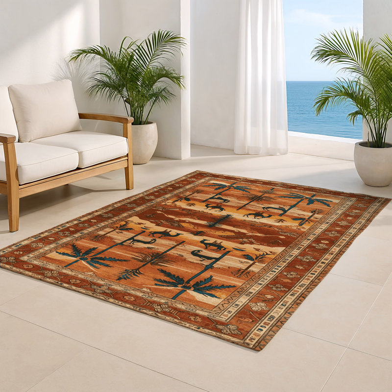 Tapis d'intérieur et d'extérieur brun Persian, Rectangulaire 8 pi x 10 pi