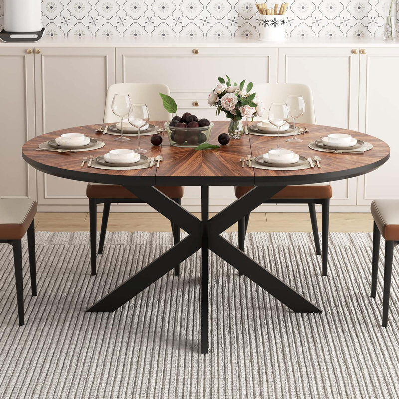 Table de salle à manger extensible polyvalente avec plateau en bois massif