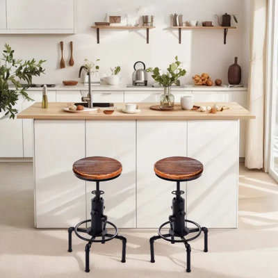 Dicle Swivel Adjustable Height Counter Stool with Metal Frame