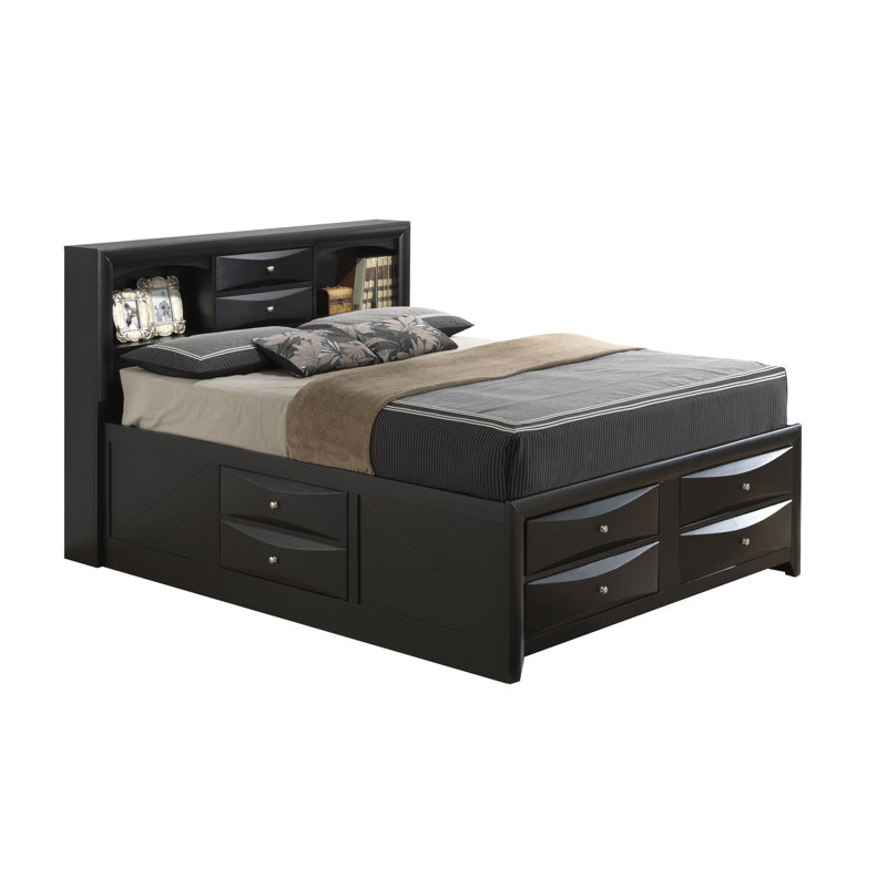 Champetre Bookcase Storage Bed, King, Black