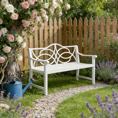 Outdoor Garden Patio Slatted Metal Bench by Lark Manor
