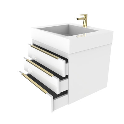 Meuble-lavabo mural de style transitionnel avec tiroirs 24 po Ivanees Blossom
