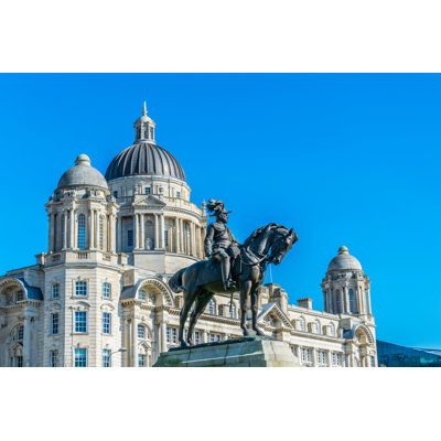 Statue Of Edward VII In Liverpool by Trabantos - Wrapped Canvas Print
