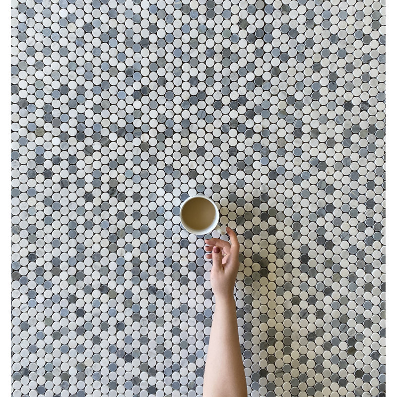 Arabescato Mixed Penny Round Mosaic Tile