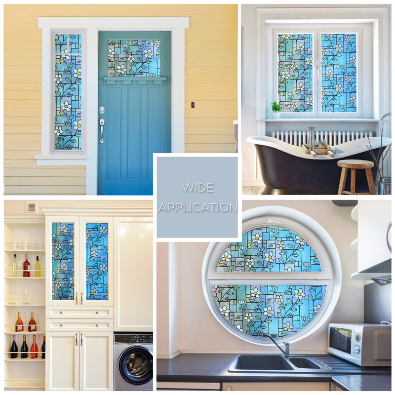 Floral Decorative Privacy Window Decal, 35.4" H x 78" W