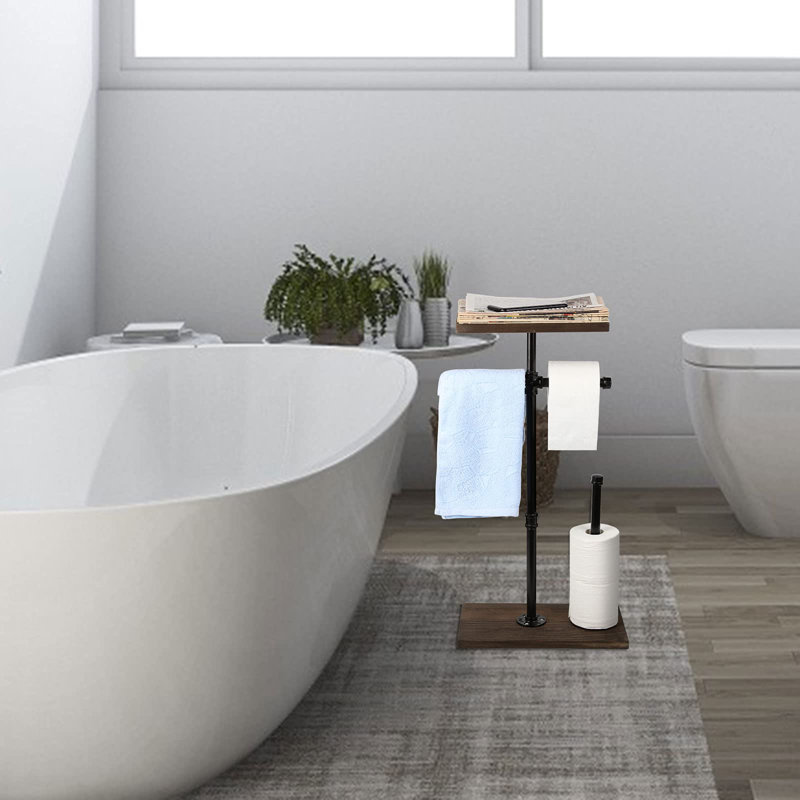 Porte-papier hygiénique sur pied, Brun foncé