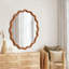 36 inch Wavy Round Solid Wood Frame Decorative Mirror,For Bedroom, Bathroom, Living Room, Entryway-2058703499-2058703503