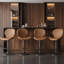 Ensemble de 2 tabourets de bar pivotants, hauteur réglable de 56 à 76 cm, en similicuir brun, avec dossier, pour îlot de cuisine et bar à domicile.-910476388-913841973