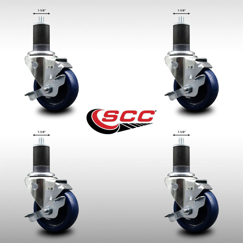 Ensemble de roulettes extensibles pivotantes 3,5 po en polyuréthane solide de 3,5 po 1-5 / 8 po SCC