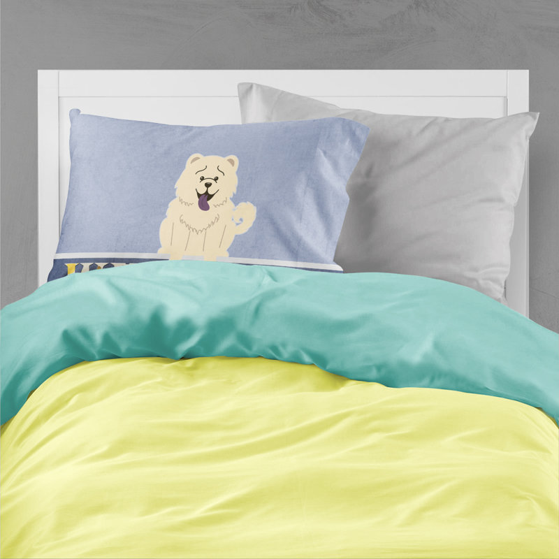 Taie d’oreiller welcome, Chow Chow blanc