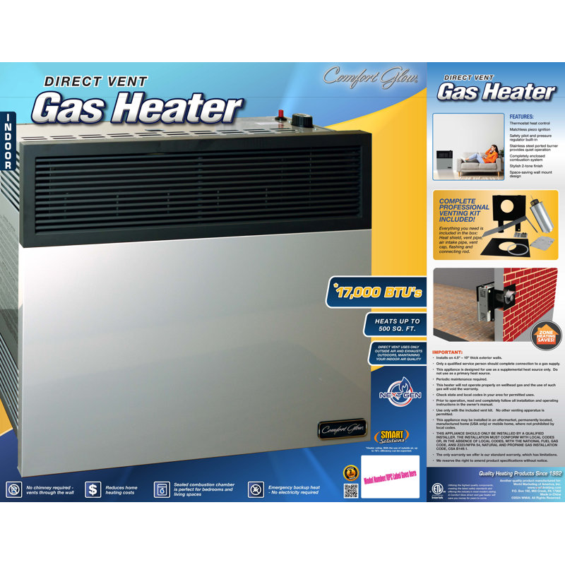 Comfort Glow 17,000 BTU Stainless Steel Natural Gas Wall Heater