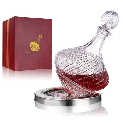 Spinning Wine Decanter With Stopper, 50 Oz Red Wine Decanter Crystal And Gift Box, For Wedding Gift, Birthday, Helovers'day, Christmas Day