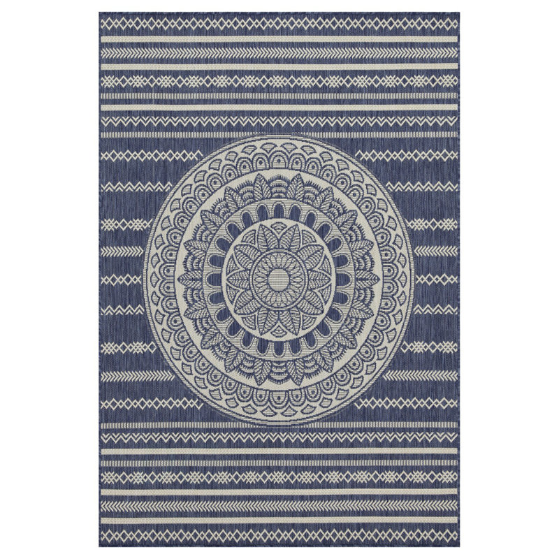 Sunshine GC_HAR2016 Blue 5 Ft. 3 In. X 7 Ft. 3 In. Indoor/Outdoor Area Rug, Blue, Rectangle 5'3" x 7'3"