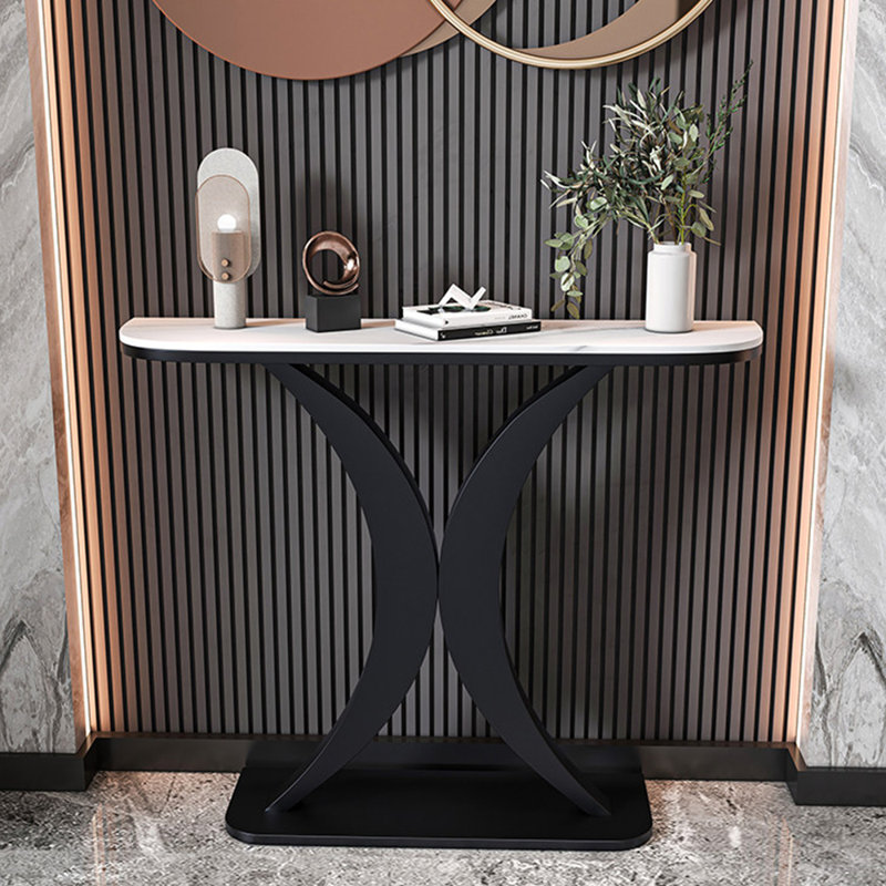 Console légère en métal de style luxueux., Blanc / Gris, 35.4" H x 47.2" W x 11.8, Noir