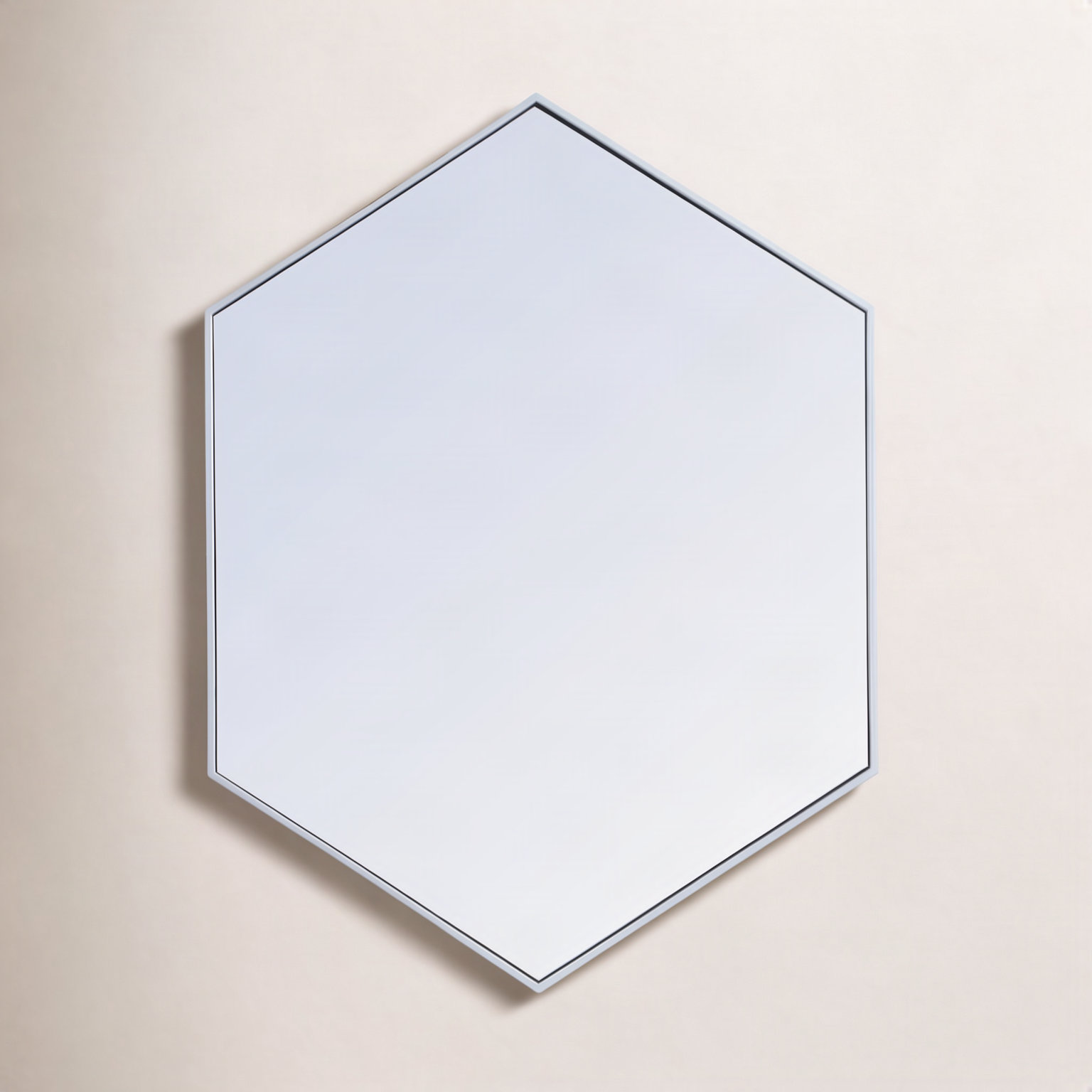 Sabine Metal Hexagon Wall Mirror, 40" H x 30" W, Silver