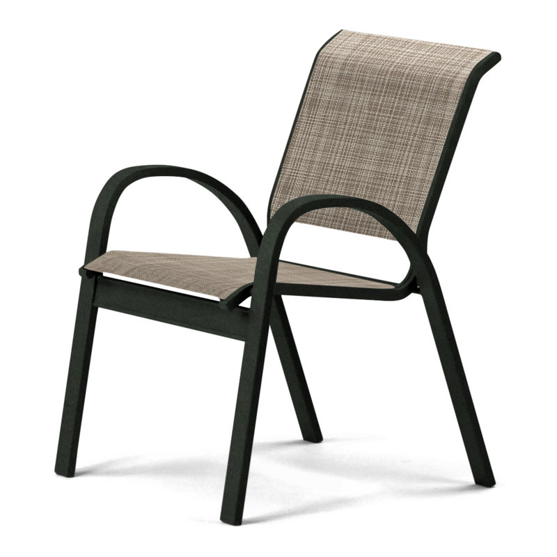 Aruba 1 Outdoor Dining Armchair, Textured Graphite, Bristol Taupe Sunbrella®
