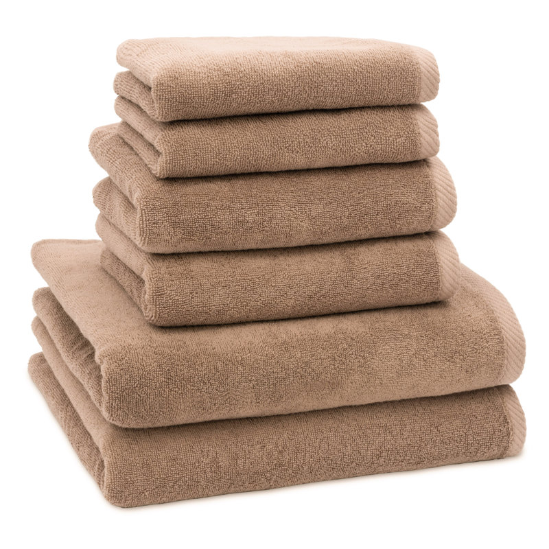 Ensemble 6 serviettes de bain en coton turque, Cacao