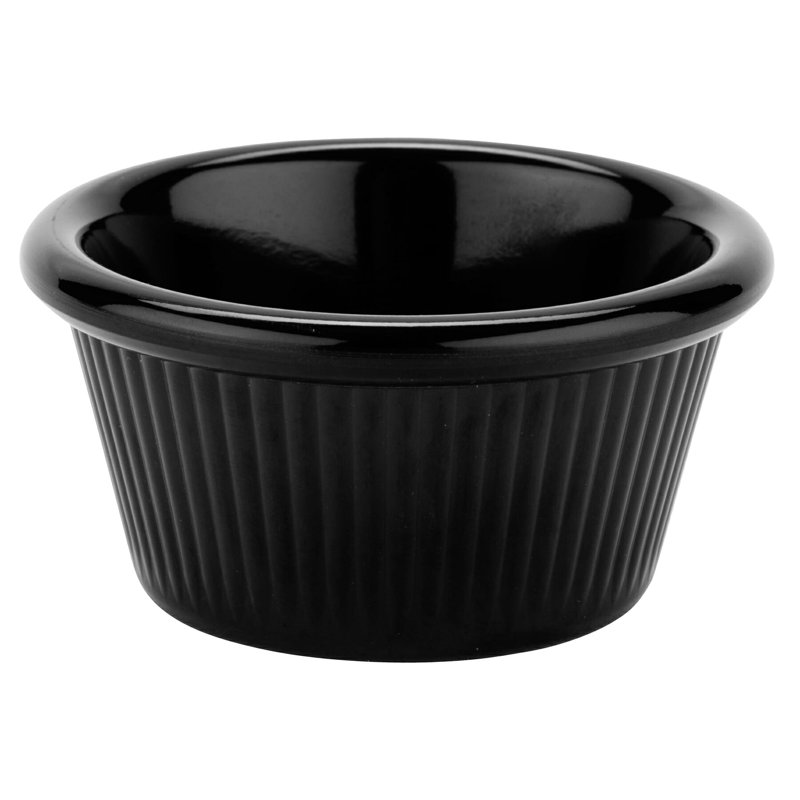 G.E.T. Fluted & Smooth Ramekins Melamine 12 Piece Ramekin / Soufflé Dish Bakeware Set, Black, 2 oz