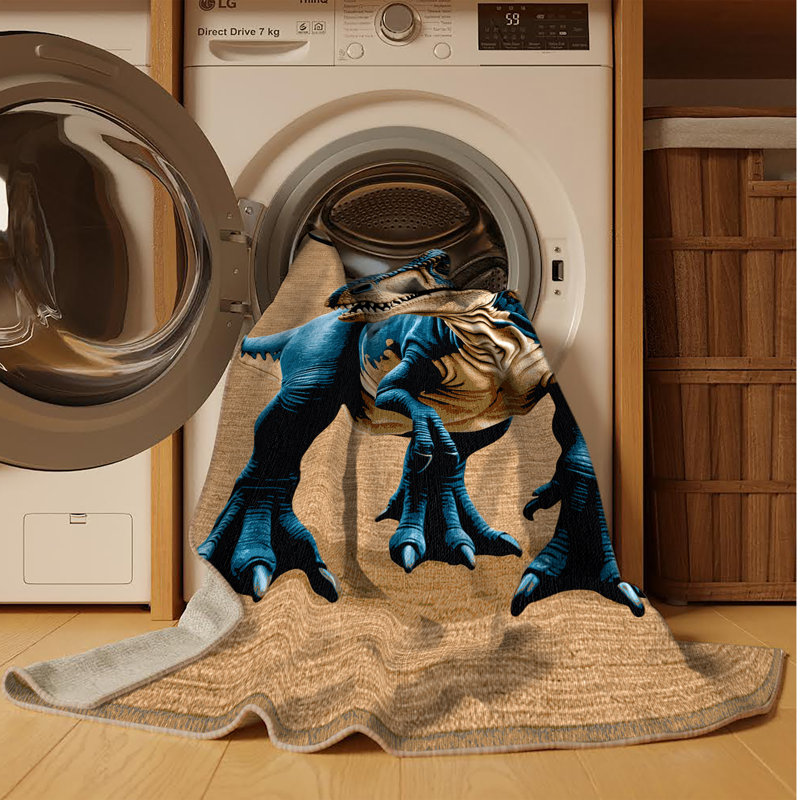 Machine Washable Dinosaurs Brown Area Rug, Square 7'