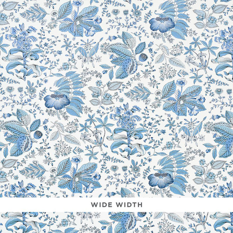 Papier peint botanique grenade, Bleu