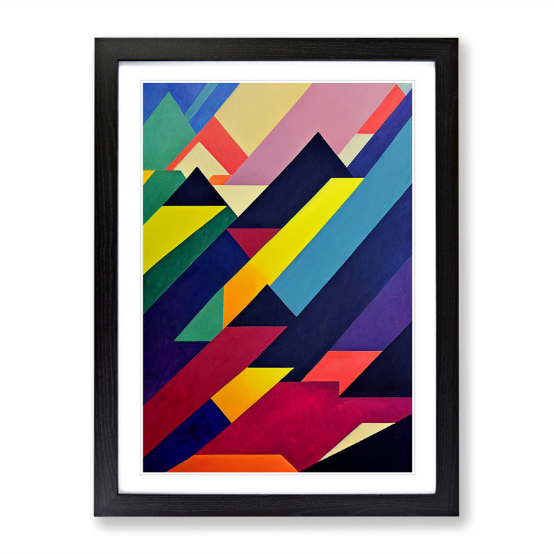 Positive Abstract Art - Wall Art, 34cm H x 25cm W x 2cm D, White, Black Framed