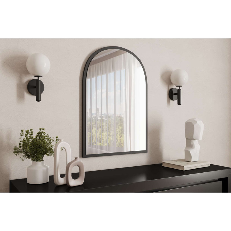 Miroir arqué 100% bois aggloméré, Noir