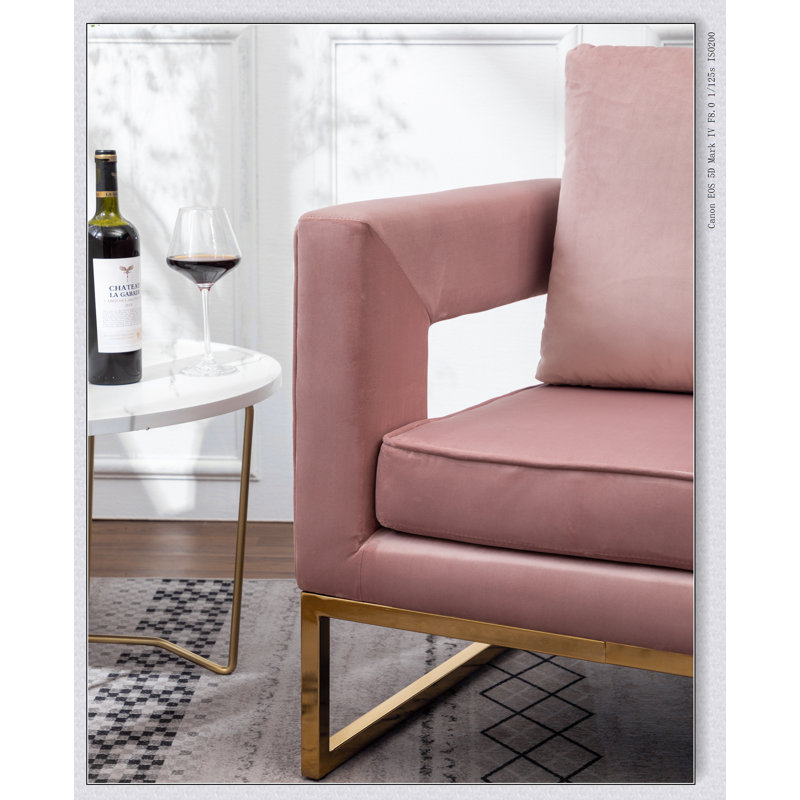 Fauteuil d'appoint rembourré Lenola, Tissu rose