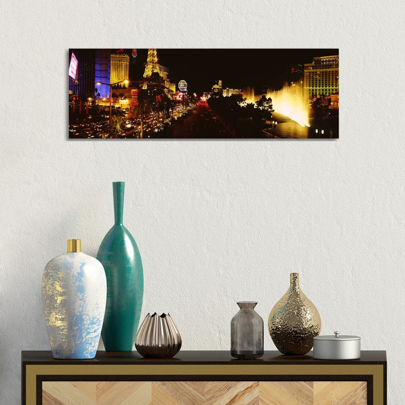 Buildings Lit Up At Night, Las Vegas, Nevada, USA #4 - Wrapped Canvas Panoramic Print, 30.48 cm H x 91.44 cm W x 1.91 cm D