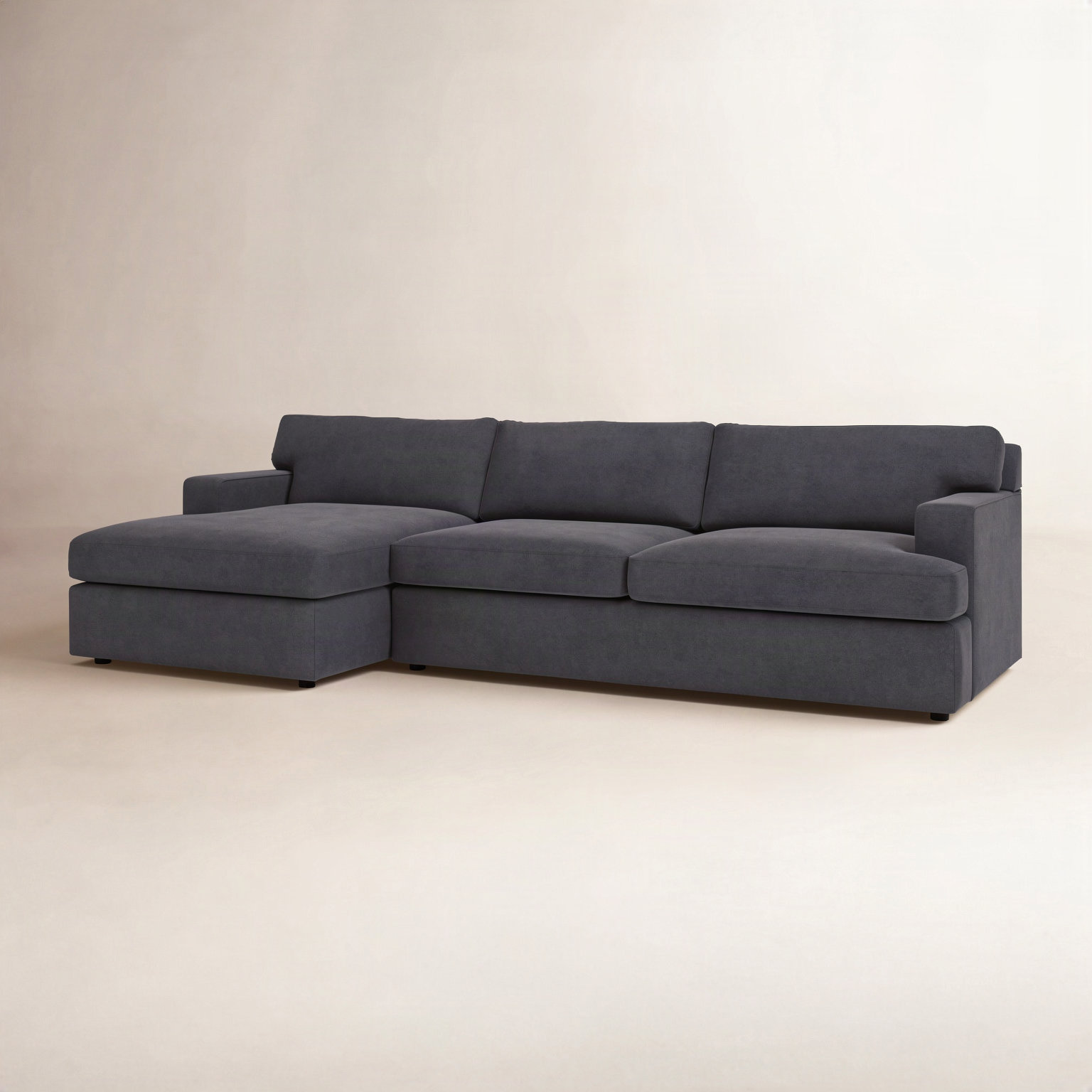 Cleo Chaise Sectional, Bella Gunmetal Performance Velvet, Left Hand Facing
