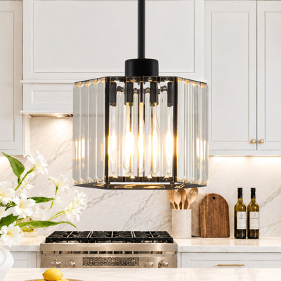 Luminaire suspendu hexagonal en cristal 1 lumière pour îlot de cuisine 7,87 po Michiel