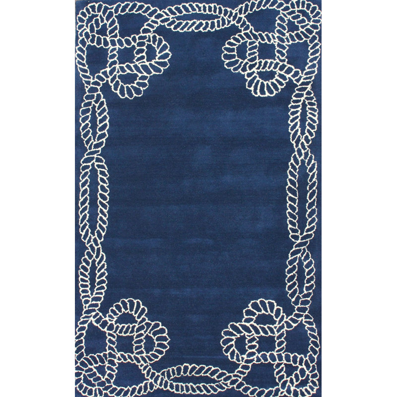 Tapis bleu royal en laine touffeté à la main Ahmer Fancy Regal Lassi