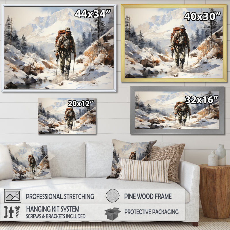 Randonnée dans les Alpes françaises sur toile, Cadre simple noir, H 24 po x l 32 po x P 1 po