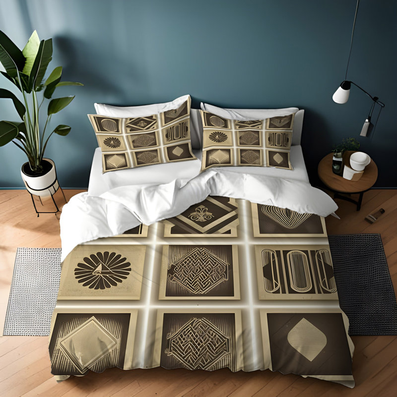 Polyester Abstract Duvet Cover, Queen Duvet Cover + 2 Queen Shams