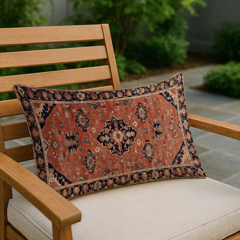 Coussin décoratif intérieur et extérieur Tabriz, Rectangle H 20 po x l 14 po, Brun oriental 221