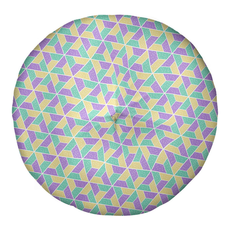 Oreiller de sol Katelyn Elizabeth Trapezoids, 26 po x 26 po, Vert / jaune / mauve