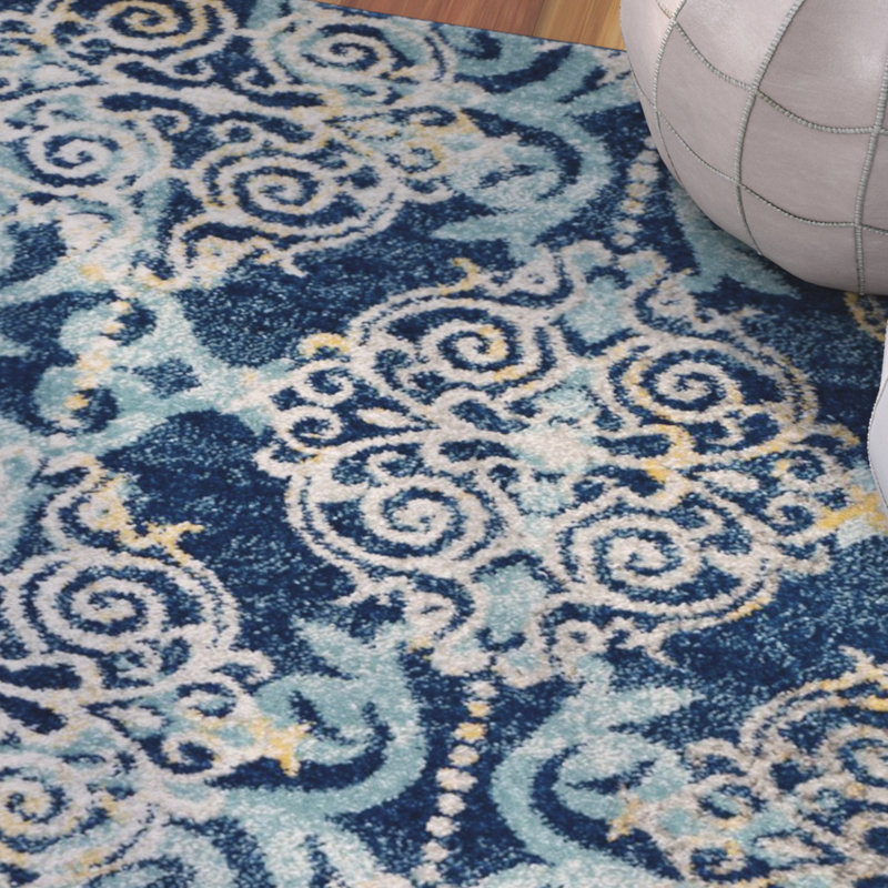 Tapis oriental royal / bleu clair Franke, Tapis de couloir 2 pi 2 po x 7 pi