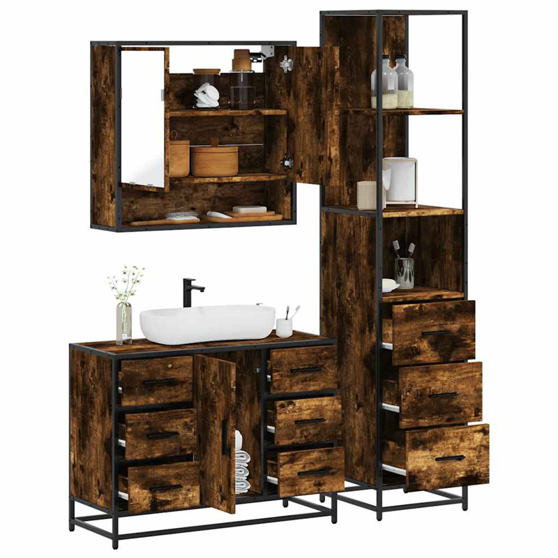 Alvontae Bathroom Furniture Suite, Rustric Brown