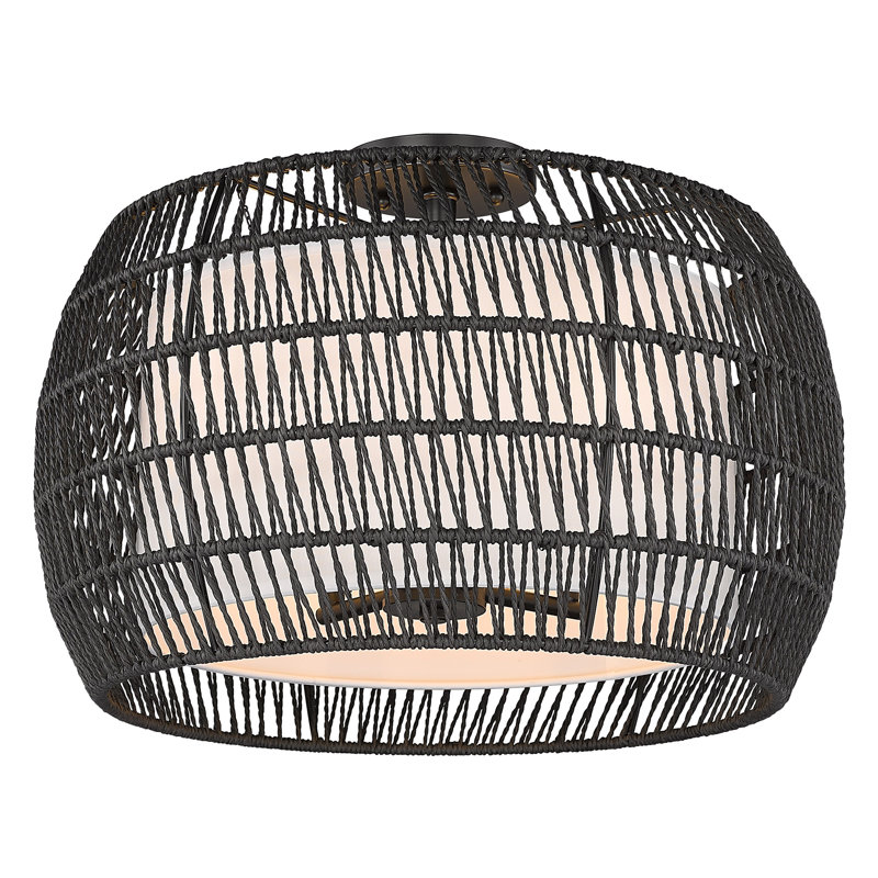 Plafonnier semi-encastré 19 po à 4 lumières Chapple, Rotin noir moderne