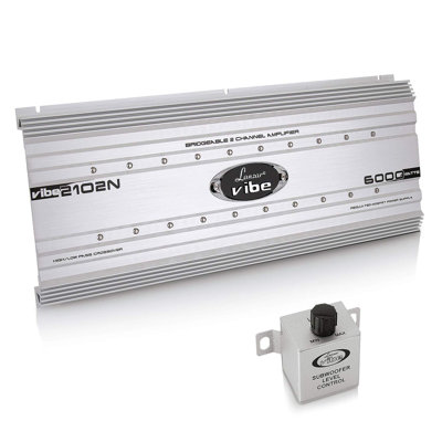 Lanzar 2 Channel Car Stereo Amplifier - 6,000 Watt Dual Channel Bridgeable W/Subwoofer Bass Control, High Power MOSFET, RCA Inputs, LED Indicators - VIBE2102N