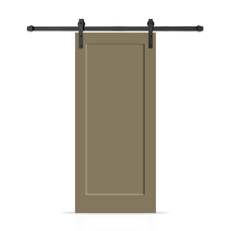 Porte de grange coulissante moderne en composite 1 panneau avec ensemble de quincaillerie, 24 po x 80 po, Vert olive