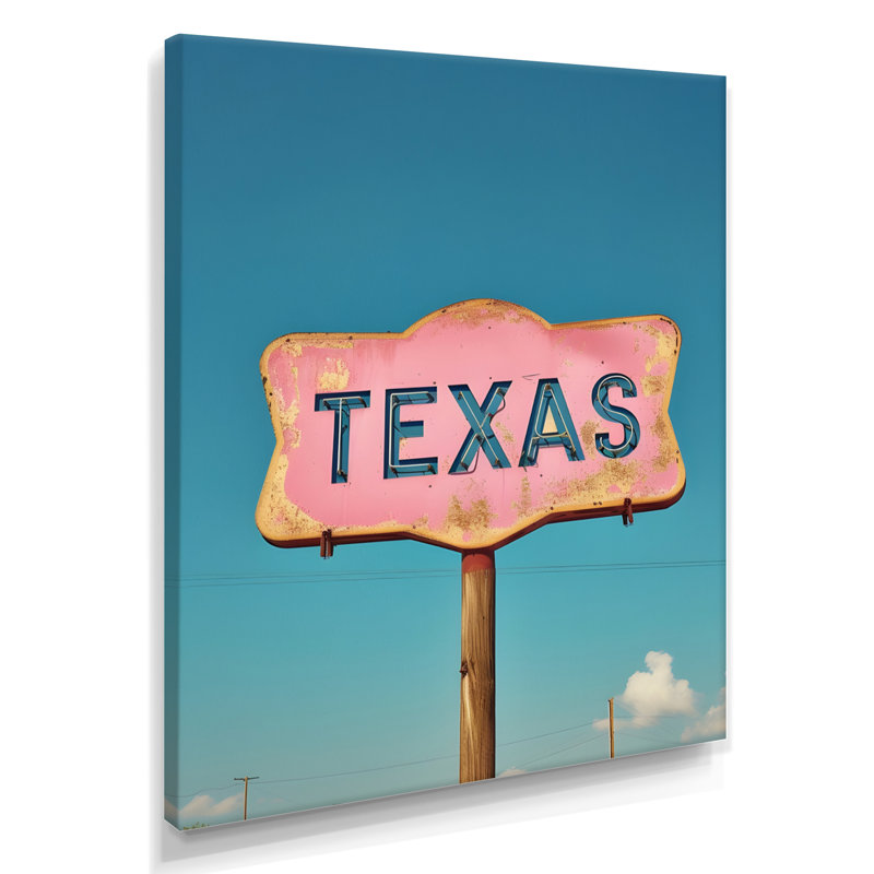 Texas Road Sign - Texas Printed Canvas Art, Wrapped Canvas, 40" H x 30" W