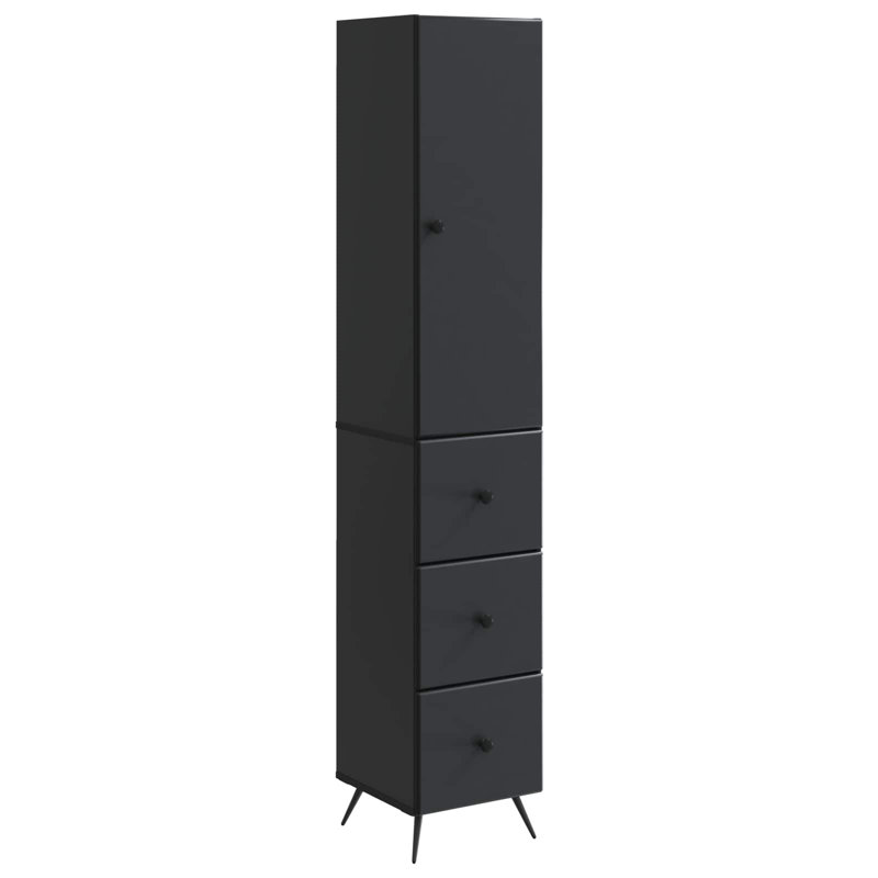  Cabinet Set 2 Pcs Engineered Wood Storage Living Room Office Bedroom, Black