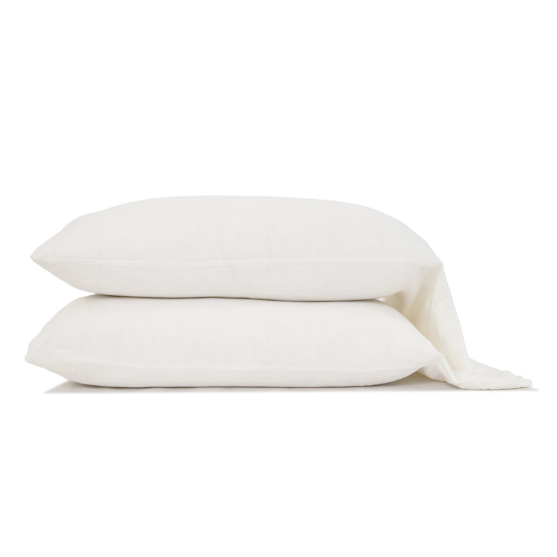  Rayon From Bamboo / Linen Pillowcase (Set Of 2), Queen Pillowcase Pack, White