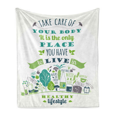Ambesonne Fitness Fleece Throw Blanket 36971