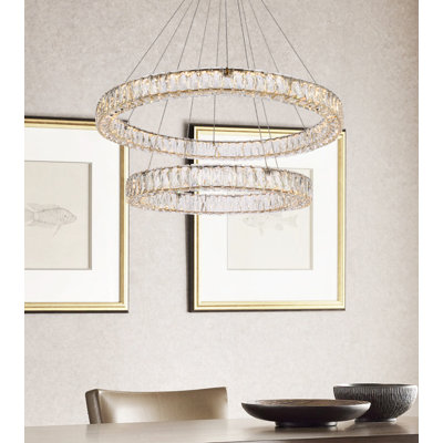 Steveson 2-Light Crystal Oval LED Chandelier