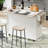 Modern Kitchen Island With Adjustable Drop Leaf, Spice Rack, Towel Holder, Trash Bin Storage, White Classic Cart Lockable Wheels --848266022